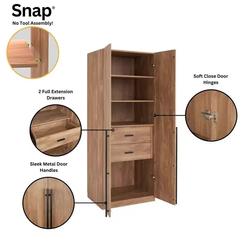 2pc 4 Door 5 Shelf Module Wardrobe