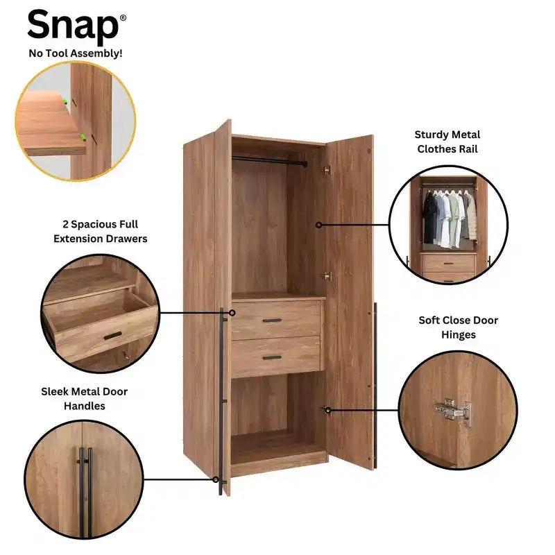 2pc 4 Door 5 Shelf Module Wardrobe