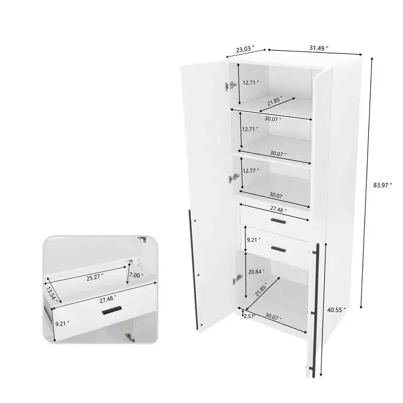 2pc 4 Door 5 Shelf Module Wardrobe