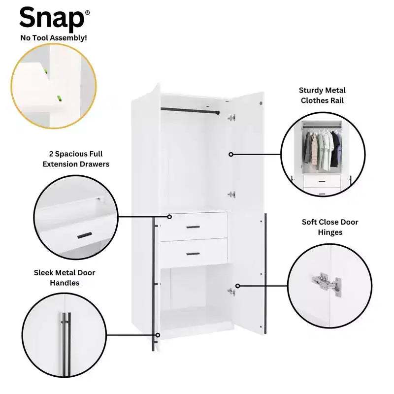 2pc 4 Door 5 Shelf Module Wardrobe