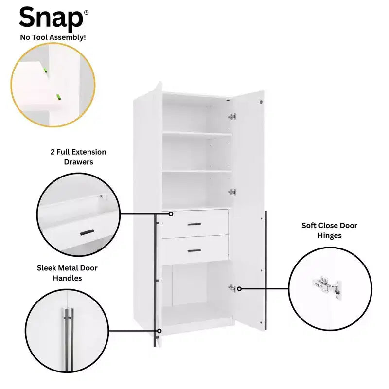 2pc 4 Door 5 Shelf Module Wardrobe