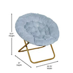 Fauteuil lune pliant surdimensionné de 38 po en fausse fourrure avec pouf pliant pour dortoir et chambre