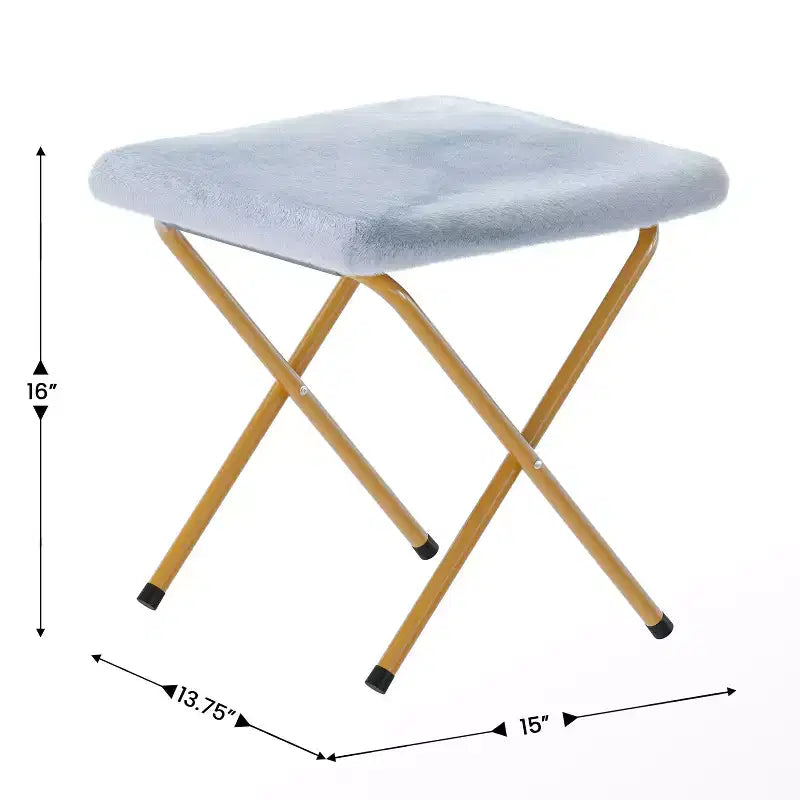 38 Oversize Portable Faux Fur Folding Saucer Moon Chair with Folding Ottoman for Dorm and Bedroom