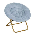Fauteuil lune pliant surdimensionné de 38 po en fausse fourrure avec pouf pliant pour dortoir et chambre