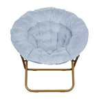 Fauteuil lune pliant surdimensionné de 38 po en fausse fourrure avec pouf pliant pour dortoir et chambre