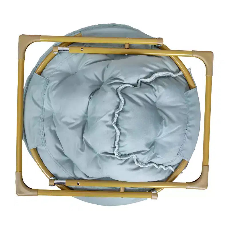 38 Oversize Portable Faux Fur Folding Saucer Moon Chair with Folding Ottoman for Dorm and Bedroom