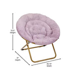 Fauteuil lune pliant surdimensionné de 38 po en fausse fourrure avec pouf pliant pour dortoir et chambre