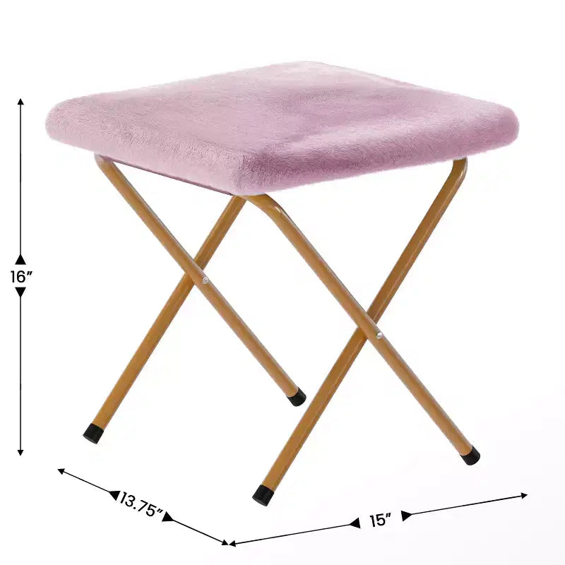 38 Oversize Portable Faux Fur Folding Saucer Moon Chair with Folding Ottoman for Dorm and Bedroom