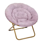 Fauteuil lune pliant surdimensionné de 38 po en fausse fourrure avec pouf pliant pour dortoir et chambre