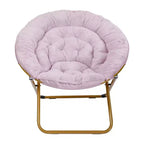Fauteuil lune pliant surdimensionné de 38 po en fausse fourrure avec pouf pliant pour dortoir et chambre