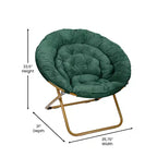 Fauteuil lune pliant surdimensionné de 38 po en fausse fourrure avec pouf pliant pour dortoir et chambre