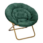 Fauteuil lune pliant surdimensionné de 38 po en fausse fourrure avec pouf pliant pour dortoir et chambre