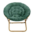 Fauteuil lune pliant surdimensionné de 38 po en fausse fourrure avec pouf pliant pour dortoir et chambre