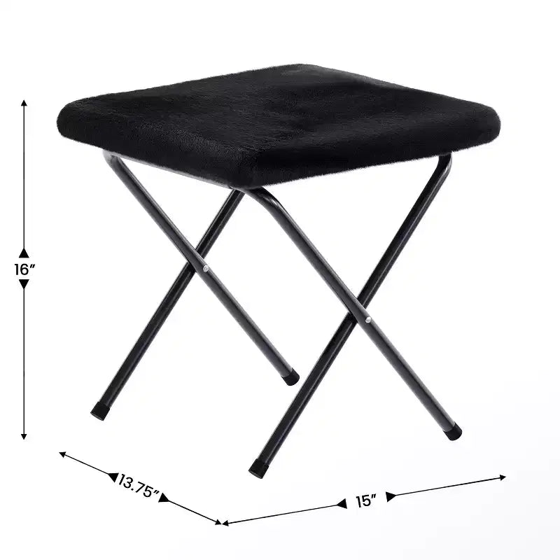 38 Oversize Portable Faux Fur Folding Saucer Moon Chair with Folding Ottoman for Dorm and Bedroom