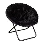 Fauteuil lune pliant surdimensionné de 38 po en fausse fourrure avec pouf pliant pour dortoir et chambre