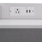 Table de chevet à 4 tiroirs avec station de charge, 2 ports USB et 1 prise, cadre en métal, plateau, tiroirs et poignées en bois d'ingénierie