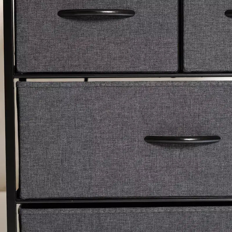 4 Drawer Nightstand with Charging Station, 2 USB Ports and 1 Outlet, Metal Frame, Engineered Wood Top, Drawers and Handles