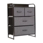 Flash Furniture Sodano 4 Drawer Nightstand with Charging Station, 2 USB Ports and 1 Outlet, Metal Frame, Engineered Wood Top, Drawers and Handles