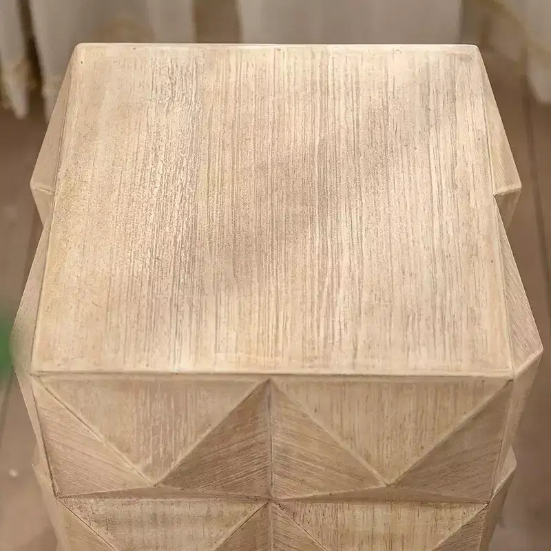 Retro Coffee Table, Modern Fashion Coffee Table Column Shape Wood Side Table for Living Room, Bedroom and Apartment Three-Dimensional