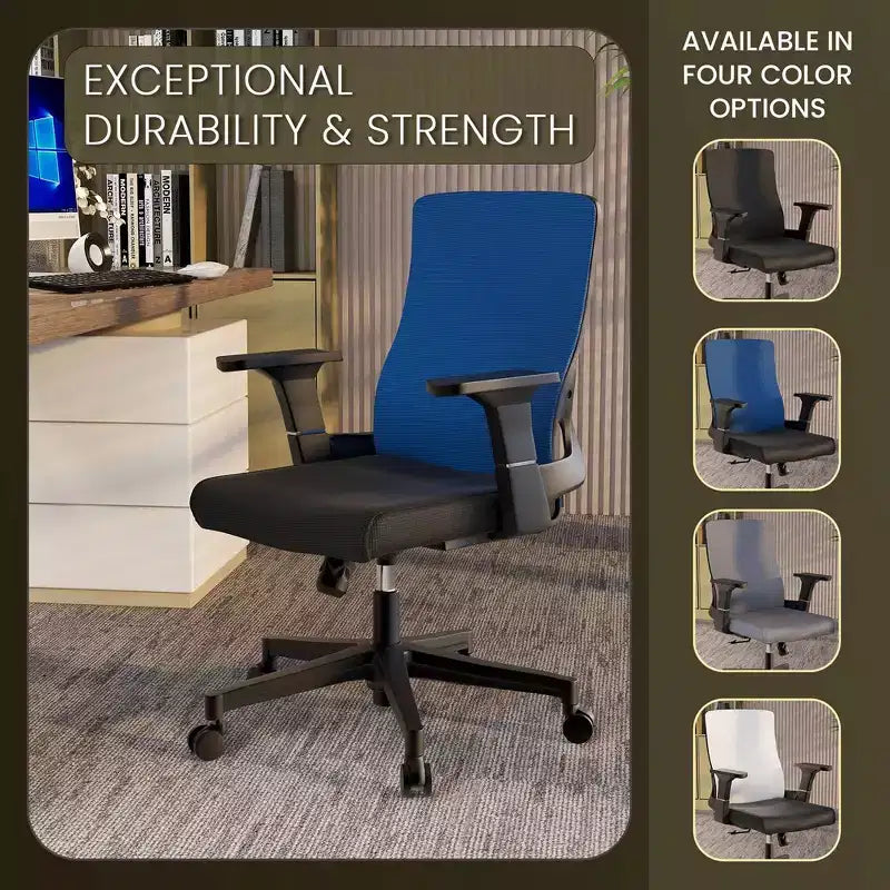 Ergonomic Mesh Office Chair - Breathable Lumbar Support - Adjustable Swivel & Tilt Computer Desk Chair
