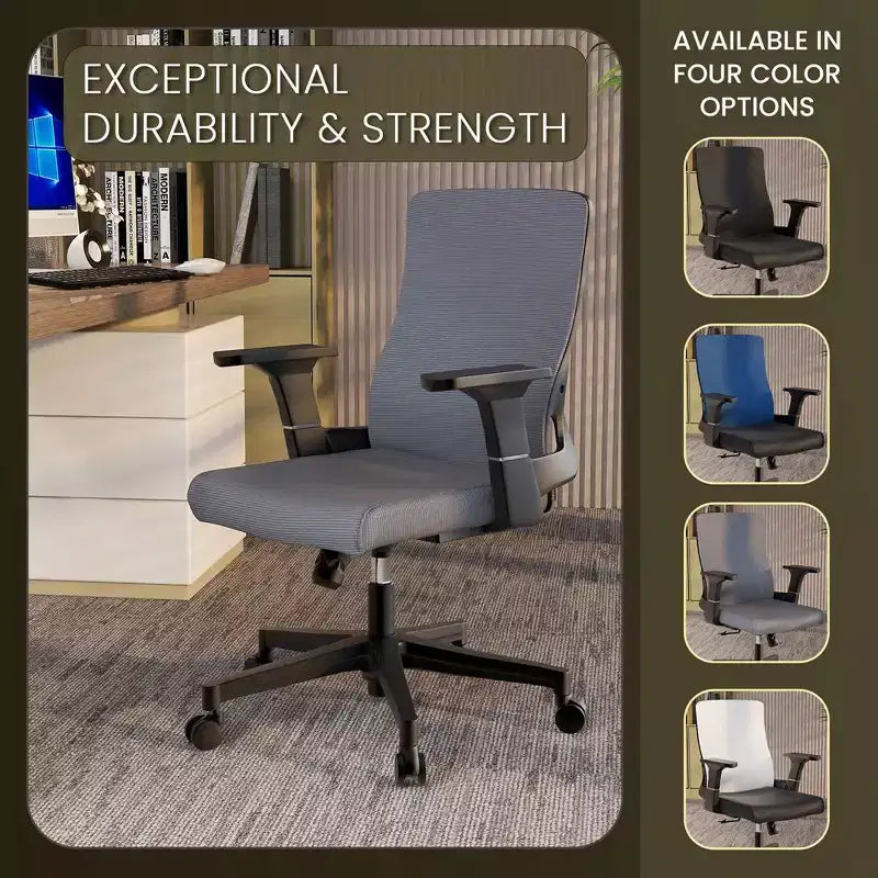 Ergonomic Mesh Office Chair - Breathable Lumbar Support - Adjustable Swivel & Tilt Computer Desk Chair