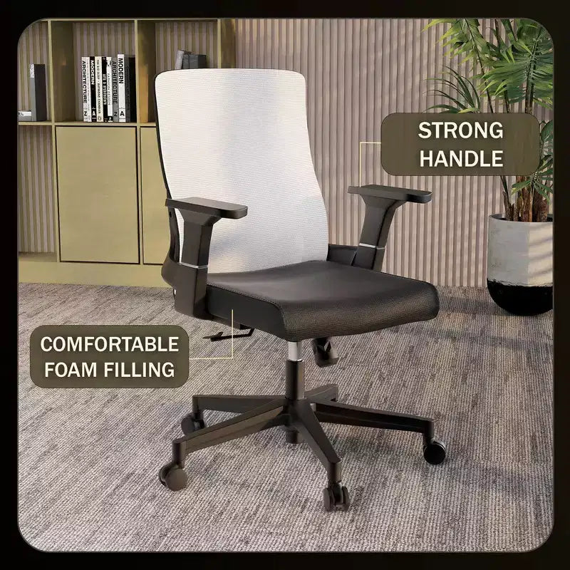Ergonomic Mesh Office Chair - Breathable Lumbar Support - Adjustable Swivel & Tilt Computer Desk Chair