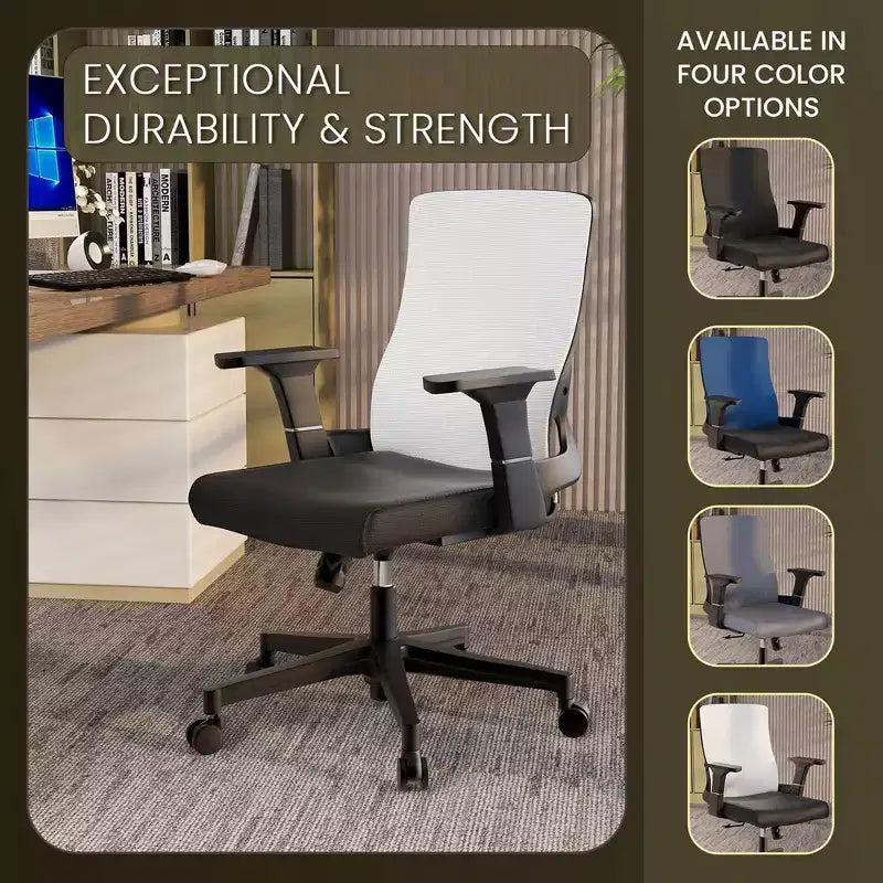 Ergonomic Mesh Office Chair - Breathable Lumbar Support - Adjustable Swivel & Tilt Computer Desk Chair