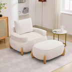 Hyleory 46.06'' Velvet Accent Chair with Ottoman, Mid Century Modern Corduroy Sofa Armchair and Footrest Set,Upholstered Club Tub Arms Chair
