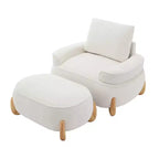 Fauteuil d'appoint en velours de 117 cm avec pouf, fauteuil de canapé en velours côtelé de style moderne du milieu du siècle et repose-pieds, fauteuil club rembourré à accoudoirs ronds