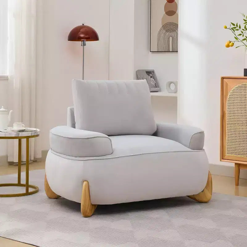 46.06'' Velvet Accent Chair with Ottoman, Mid Century Modern Corduroy Sofa Armchair and Footrest ,Upholstered Club Tub Arms Chair