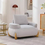 Fauteuil d'appoint en velours de 117 cm avec pouf, fauteuil de canapé en velours côtelé de style moderne du milieu du siècle et repose-pieds, fauteuil club rembourré à accoudoirs ronds
