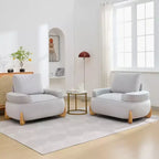 Fauteuil d'appoint en velours de 117 cm avec pouf, fauteuil de canapé en velours côtelé de style moderne du milieu du siècle et repose-pieds, fauteuil club rembourré à accoudoirs ronds