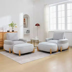 Fauteuil d'appoint en velours de 117 cm avec pouf, fauteuil de canapé en velours côtelé de style moderne du milieu du siècle et repose-pieds, fauteuil club rembourré à accoudoirs ronds