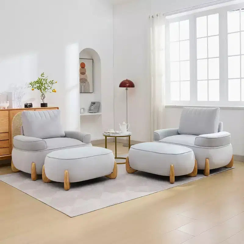 46.06'' Velvet Accent Chair with Ottoman, Mid Century Modern Corduroy Sofa Armchair and Footrest ,Upholstered Club Tub Arms Chair