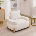 Fauteuil d'appoint en velours de 117 cm avec pouf, fauteuil de canapé en velours côtelé de style moderne du milieu du siècle et repose-pieds, fauteuil club rembourré à accoudoirs ronds
