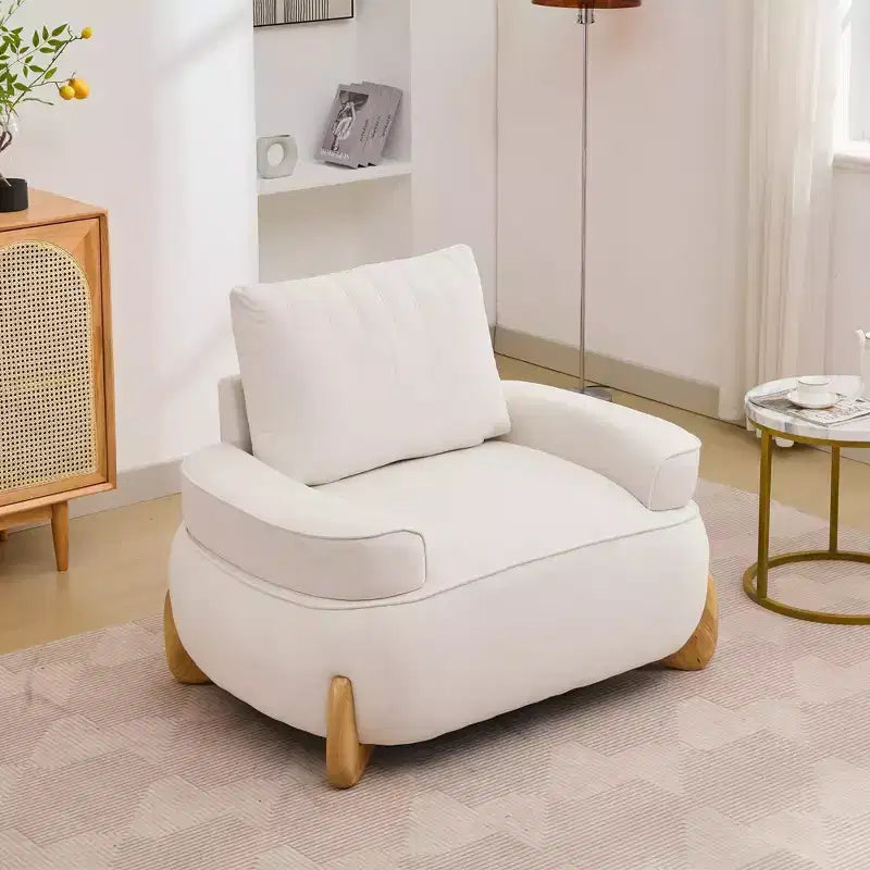 46.06'' Velvet Accent Chair with Ottoman, Mid Century Modern Corduroy Sofa Armchair and Footrest ,Upholstered Club Tub Arms Chair