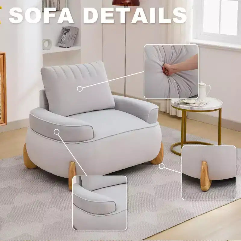 46.06'' Velvet Accent Chair with Ottoman, Mid Century Modern Corduroy Sofa Armchair and Footrest ,Upholstered Club Tub Arms Chair