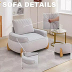 Fauteuil d'appoint en velours de 117 cm avec pouf, fauteuil de canapé en velours côtelé de style moderne du milieu du siècle et repose-pieds, fauteuil club rembourré à accoudoirs ronds