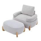 Fauteuil d'appoint en velours de 117 cm avec pouf, fauteuil de canapé en velours côtelé de style moderne du milieu du siècle et repose-pieds, fauteuil club rembourré à accoudoirs ronds