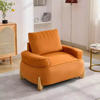 Fauteuil d'appoint en velours de 117 cm avec pouf, fauteuil de canapé en velours côtelé de style moderne du milieu du siècle et repose-pieds, fauteuil club rembourré à accoudoirs ronds