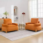 Fauteuil d'appoint en velours de 117 cm avec pouf, fauteuil de canapé en velours côtelé de style moderne du milieu du siècle et repose-pieds, fauteuil club rembourré à accoudoirs ronds