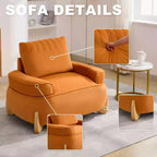 Fauteuil d'appoint en velours de 117 cm avec pouf, fauteuil de canapé en velours côtelé de style moderne du milieu du siècle et repose-pieds, fauteuil club rembourré à accoudoirs ronds