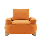 Fauteuil d'appoint en velours de 117 cm avec pouf, fauteuil de canapé en velours côtelé de style moderne du milieu du siècle et repose-pieds, fauteuil club rembourré à accoudoirs ronds