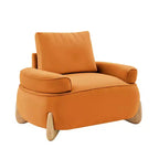 Fauteuil d'appoint en velours de 117 cm avec pouf, fauteuil de canapé en velours côtelé de style moderne du milieu du siècle et repose-pieds, fauteuil club rembourré à accoudoirs ronds