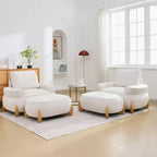 Fauteuil d'appoint en velours de 117 cm avec pouf, fauteuil de canapé en velours côtelé de style moderne du milieu du siècle et repose-pieds, fauteuil club rembourré à accoudoirs ronds