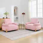 Fauteuil d'appoint en velours de 117 cm avec pouf, fauteuil de canapé en velours côtelé de style moderne du milieu du siècle et repose-pieds, fauteuil club rembourré à accoudoirs ronds