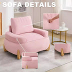 Fauteuil d'appoint en velours de 117 cm avec pouf, fauteuil de canapé en velours côtelé de style moderne du milieu du siècle et repose-pieds, fauteuil club rembourré à accoudoirs ronds