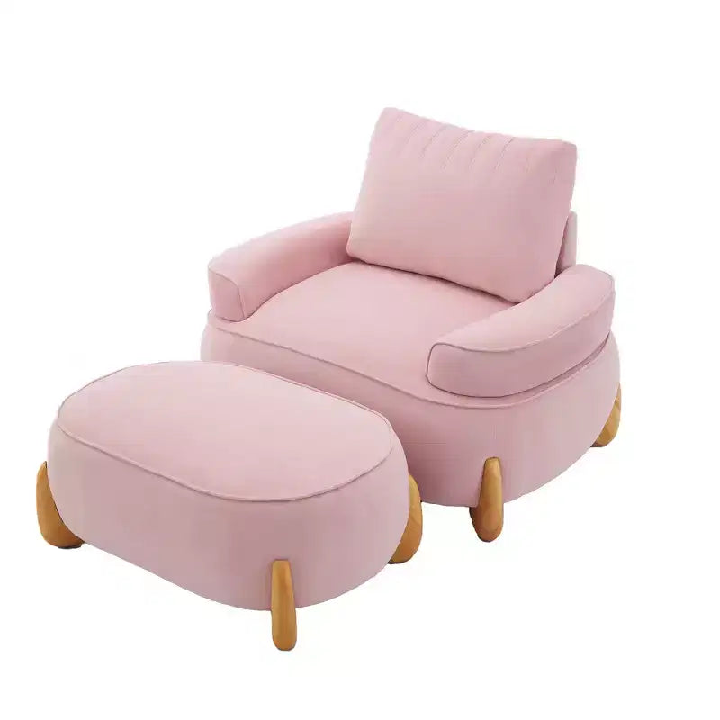 46.06'' Velvet Accent Chair with Ottoman, Mid Century Modern Corduroy Sofa Armchair and Footrest ,Upholstered Club Tub Arms Chair