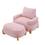Fauteuil d'appoint en velours de 117 cm avec pouf, fauteuil de canapé en velours côtelé de style moderne du milieu du siècle et repose-pieds, fauteuil club rembourré à accoudoirs ronds