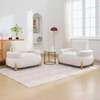 Fauteuil d'appoint en velours de 117 cm avec pouf, fauteuil de canapé en velours côtelé de style moderne du milieu du siècle et repose-pieds, fauteuil club rembourré à accoudoirs ronds